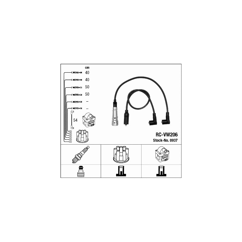 Uždegimo laidų komplektas  NGK 0937