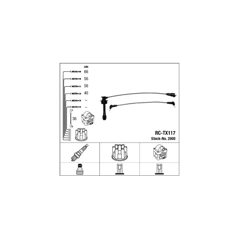 Uždegimo laidų komplektas  NGK 2908