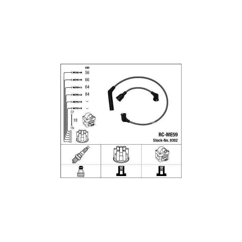 Uždegimo laidų komplektas  NGK 9302