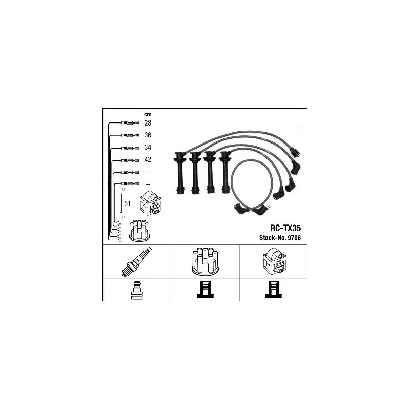 Uždegimo laidų komplektas  NGK 9706