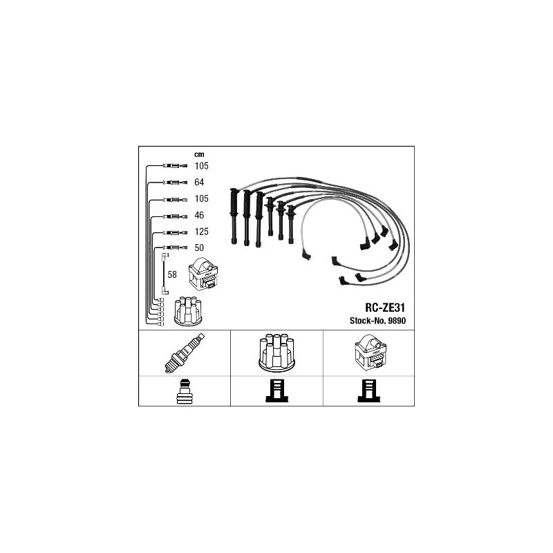 Uždegimo laidų komplektas  NGK 9890