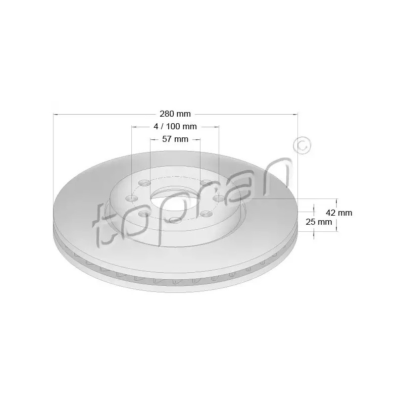 Stabdžių diskas  TOPRAN 206 858