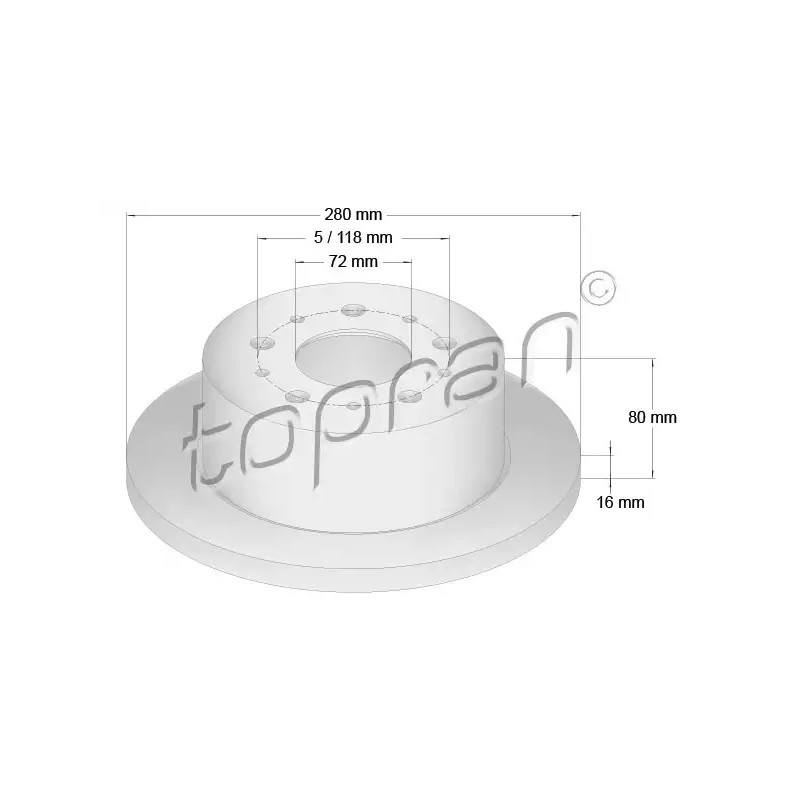 Stabdžių diskas  TOPRAN 722 596