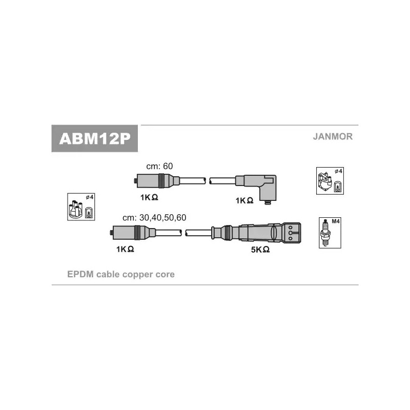 Uždegimo laidų komplektas  JANMOR ABM12P