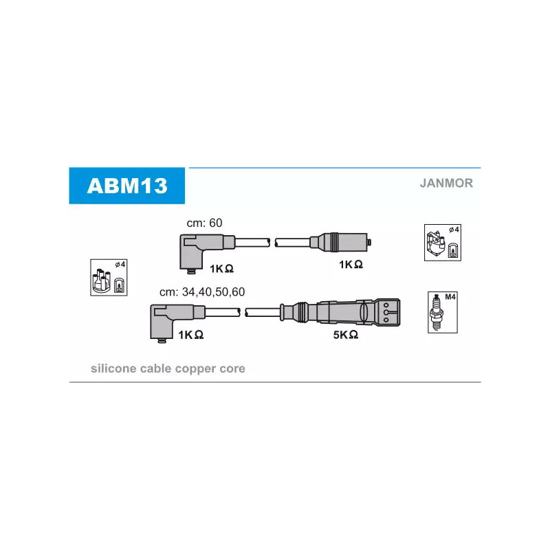 Uždegimo laidų komplektas  JANMOR ABM13