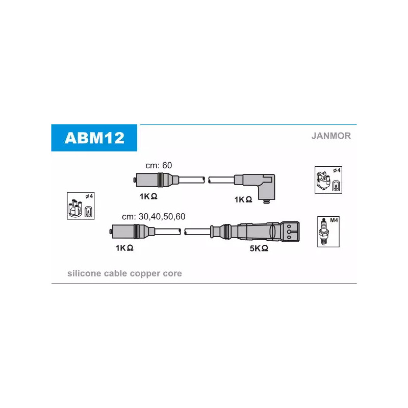 Uždegimo laidų komplektas  JANMOR ABM12