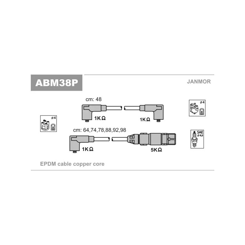 Uždegimo laidų komplektas  JANMOR ABM38P