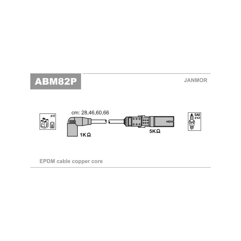 Uždegimo laidų komplektas  JANMOR ABM82P