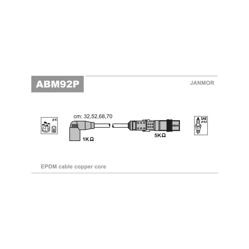 Uždegimo laidų komplektas  JANMOR ABM92P