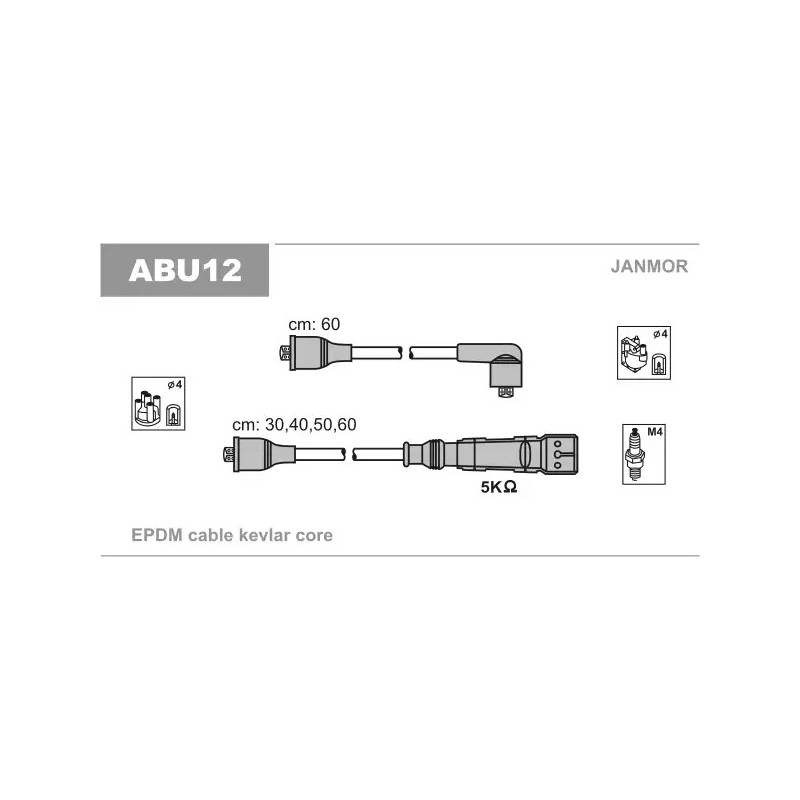 Uždegimo laidų komplektas  JANMOR ABU12