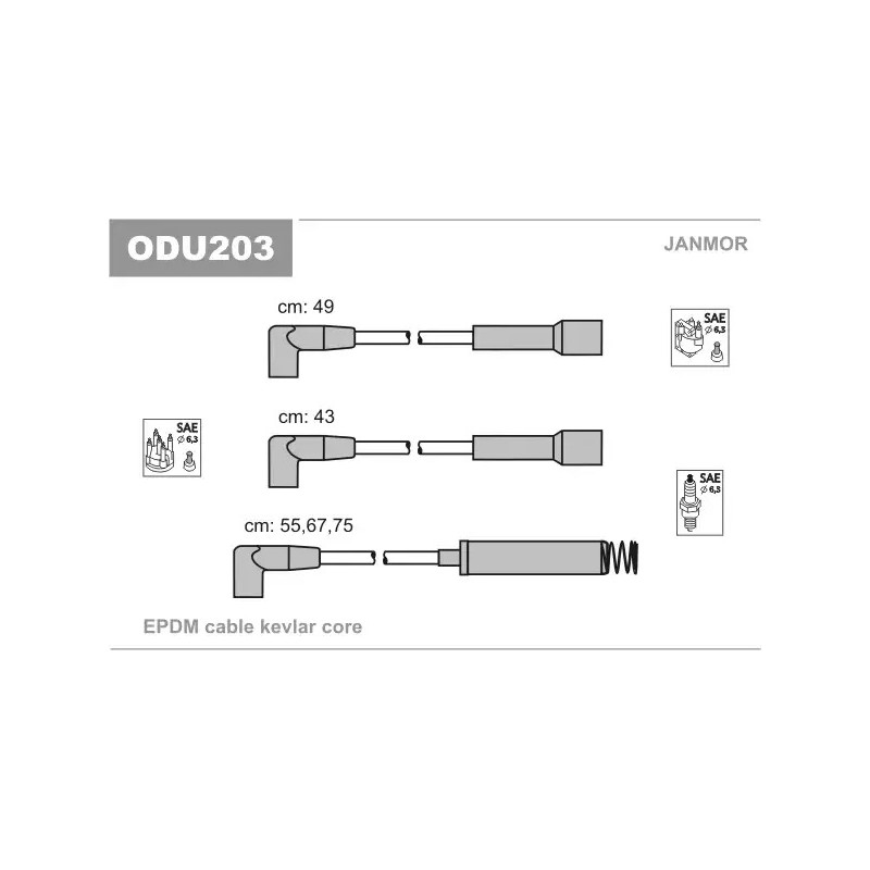 Uždegimo laidų komplektas  JANMOR ODU203