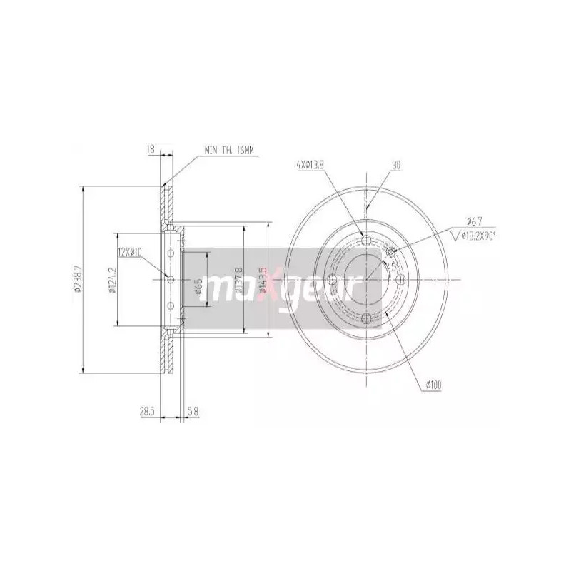 Stabdžių diskas  MAXGEAR 19-0763