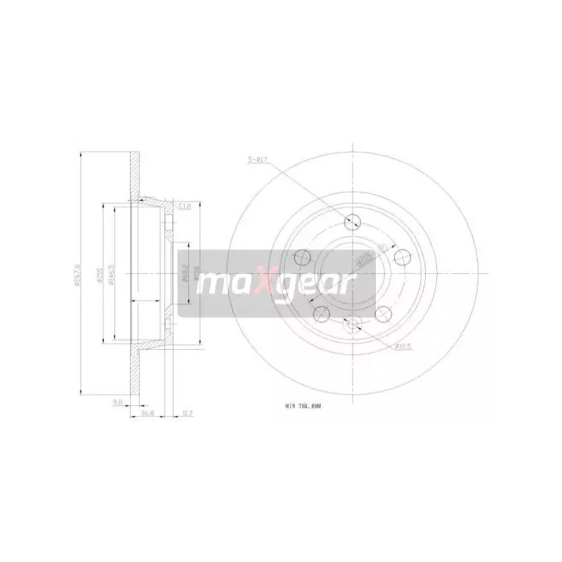 Stabdžių diskas  MAXGEAR 19-0776