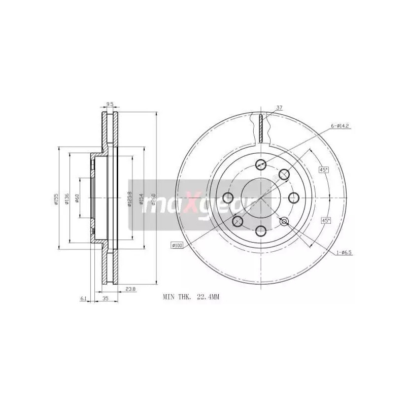Stabdžių diskas  MAXGEAR 19-0808