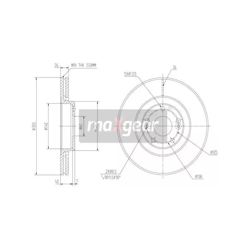 Stabdžių diskas  MAXGEAR 19-0819