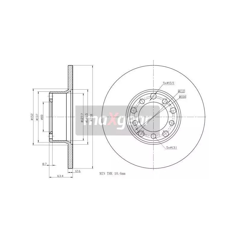 Stabdžių diskas  MAXGEAR 19-0845