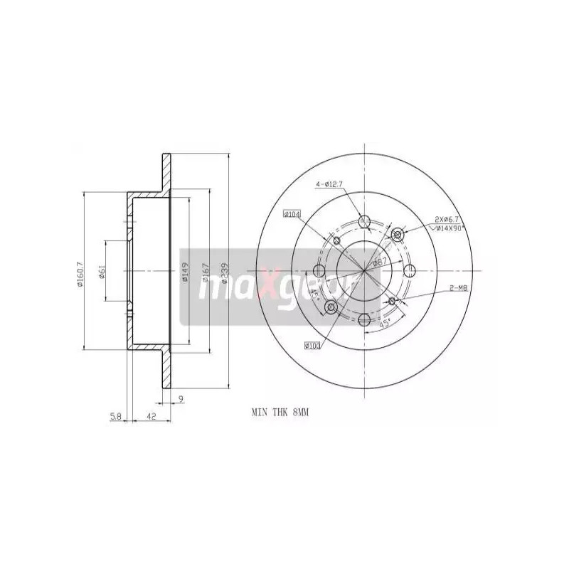 Stabdžių diskas  MAXGEAR 19-0922