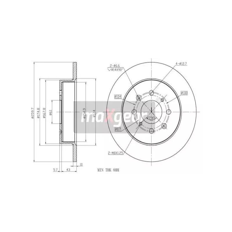 Stabdžių diskas  MAXGEAR 19-0923