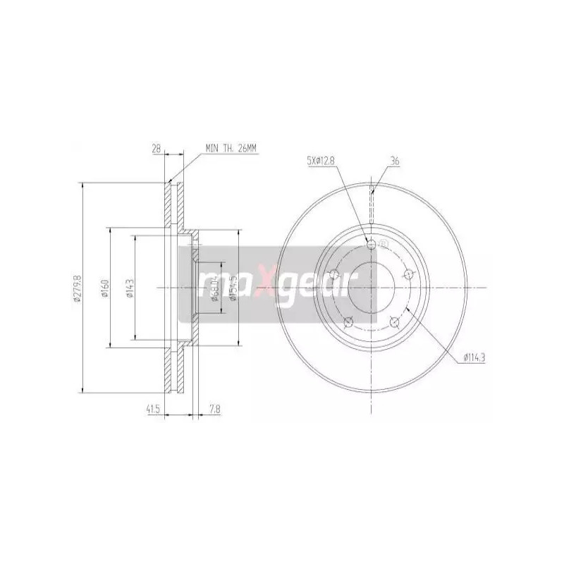 Stabdžių diskas  MAXGEAR 19-0951