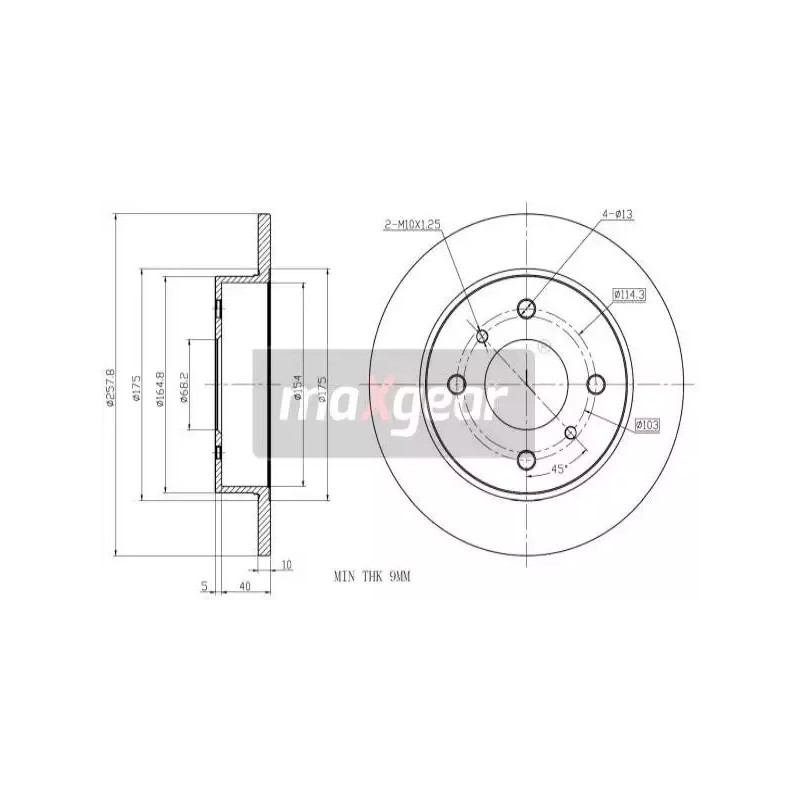 Stabdžių diskas  MAXGEAR 19-0958