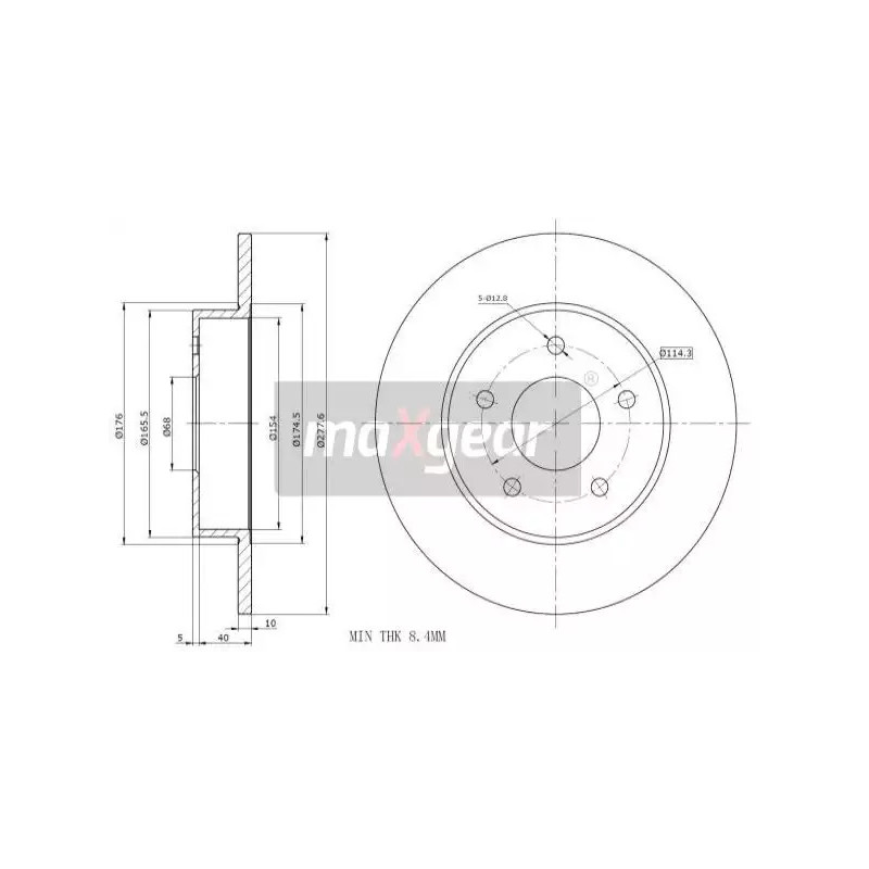 Stabdžių diskas  MAXGEAR 19-0955