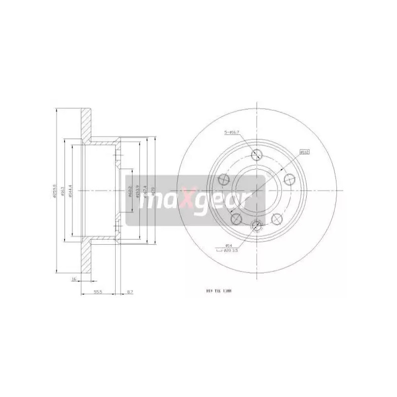 Stabdžių diskas  MAXGEAR 19-0983