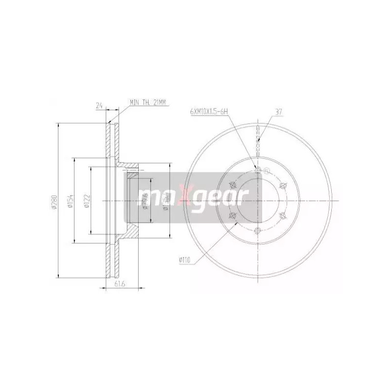 Stabdžių diskas  MAXGEAR 19-1005