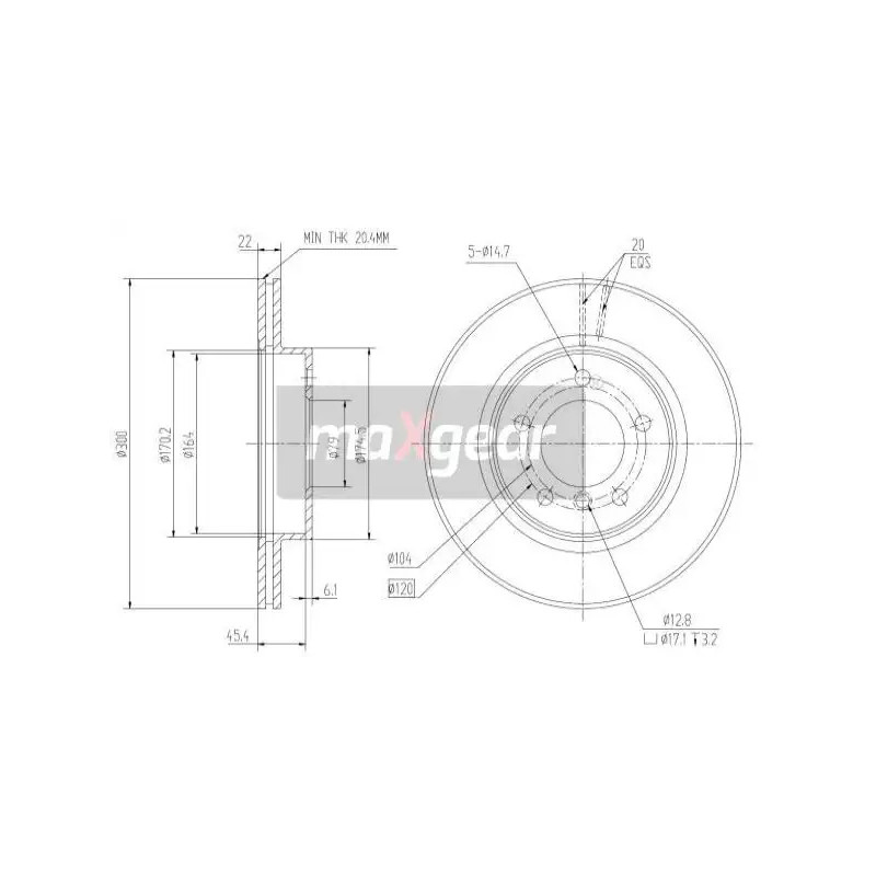Stabdžių diskas  MAXGEAR 19-1016