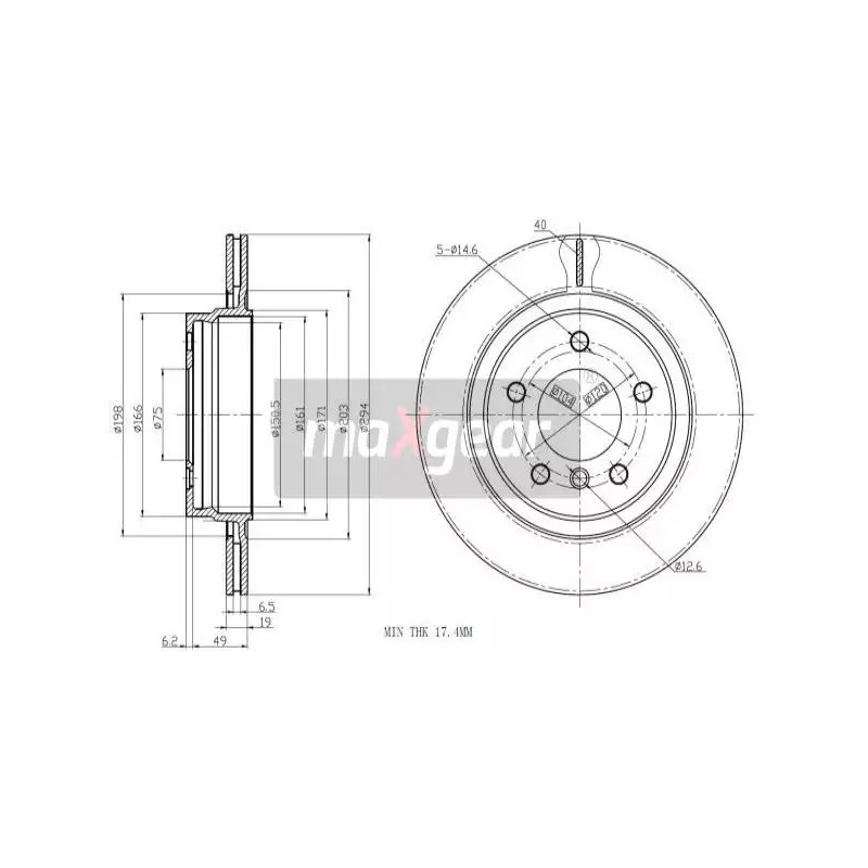 Stabdžių diskas  MAXGEAR 19-1018