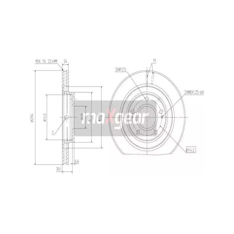 Stabdžių diskas  MAXGEAR 19-1057