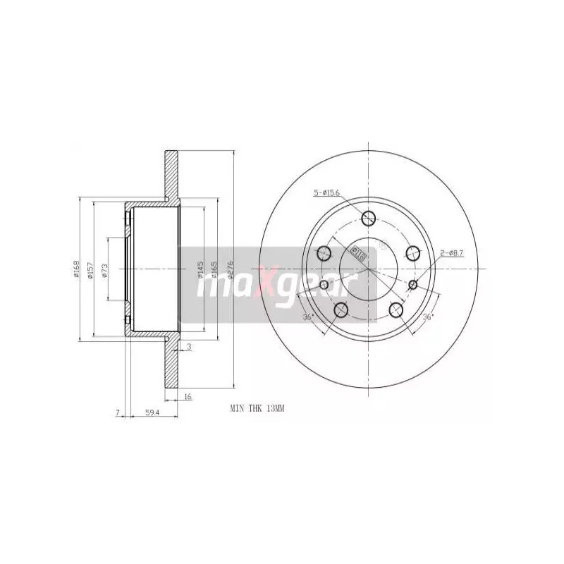 Stabdžių diskas  MAXGEAR 19-1230