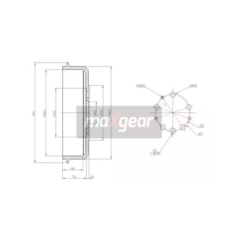 Stabdžių būgnas  MAXGEAR 19-1341