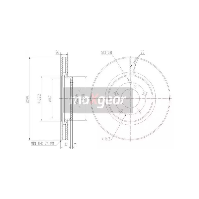 Stabdžių diskas  MAXGEAR 19-1816