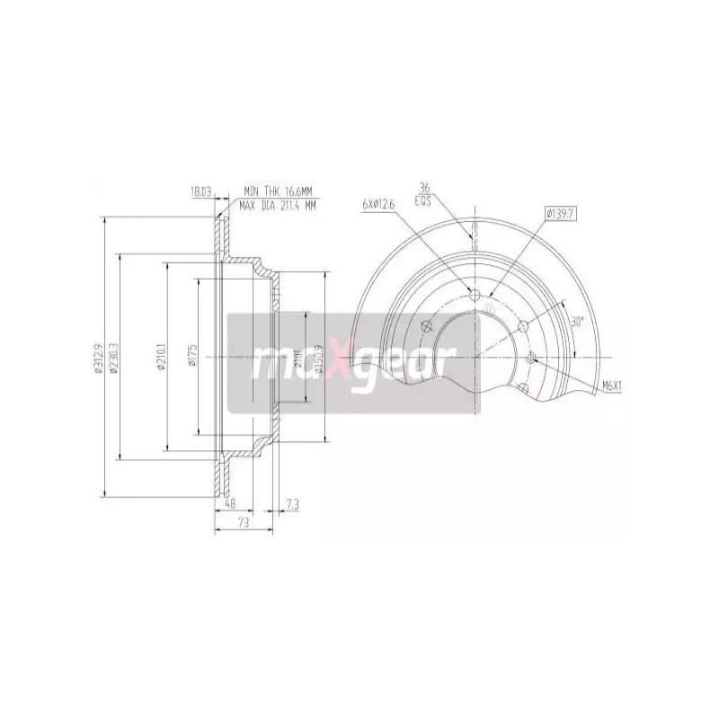 Stabdžių diskas  MAXGEAR 19-1814