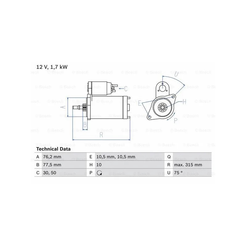 Starteris  BOSCH 0 986 016 250