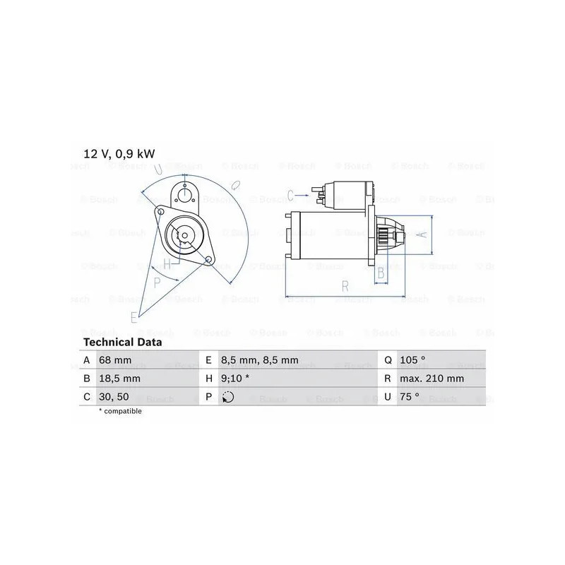 Starteris  BOSCH 0 986 017 120