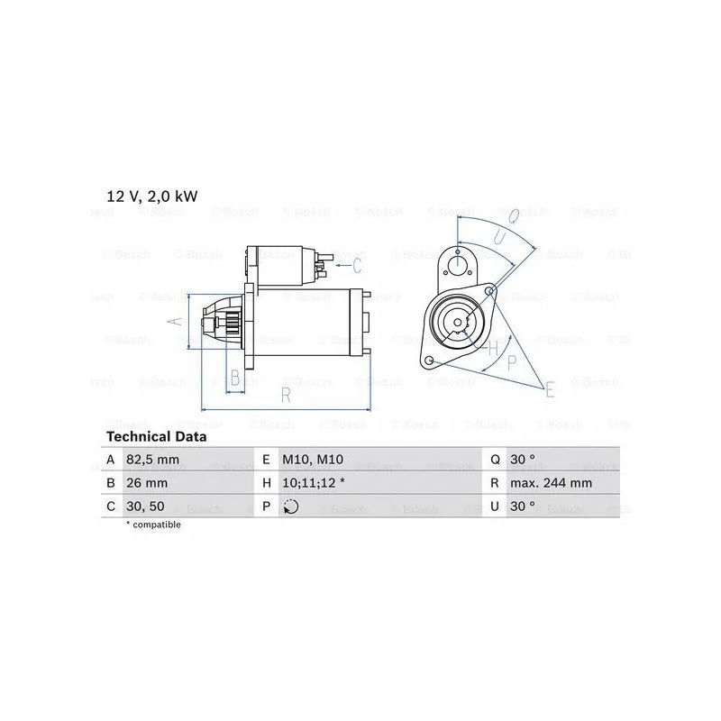 Starteris  BOSCH 0 986 017 260