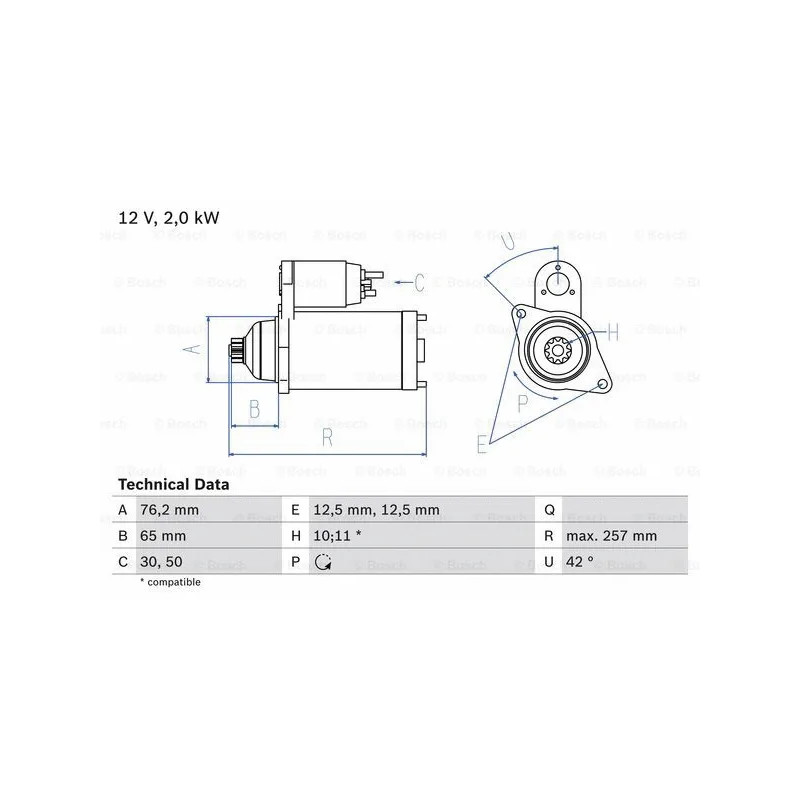 Starteris  BOSCH 0 986 018 390