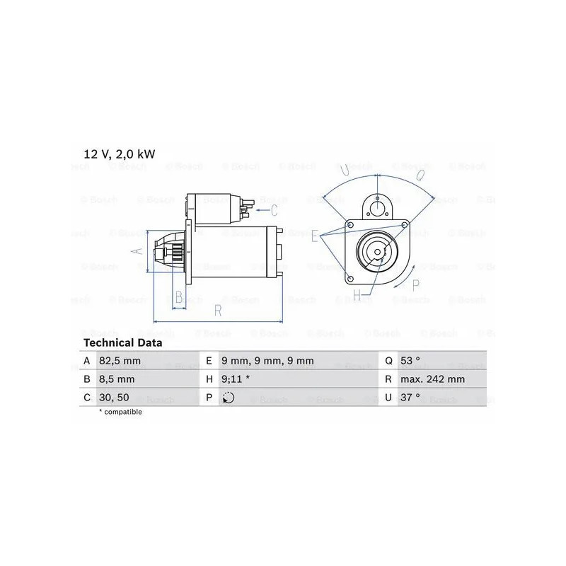 Starteris  BOSCH 0 986 018 450