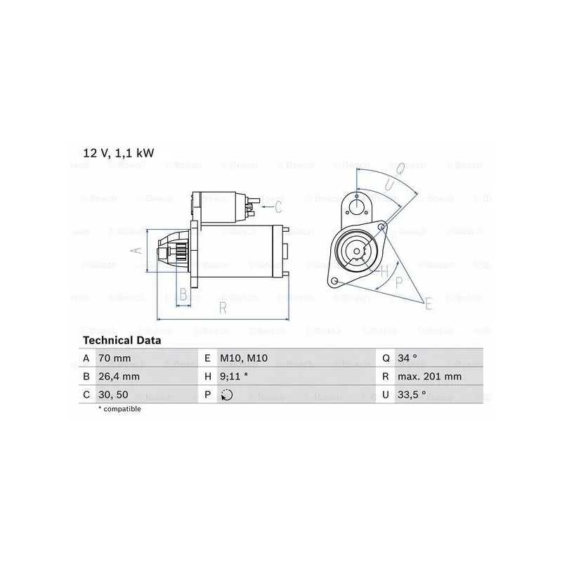 Starteris  BOSCH 0 986 020 350