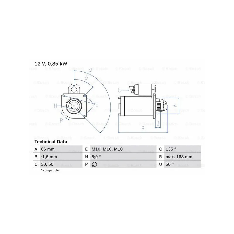 Starteris  BOSCH 0 986 021 051