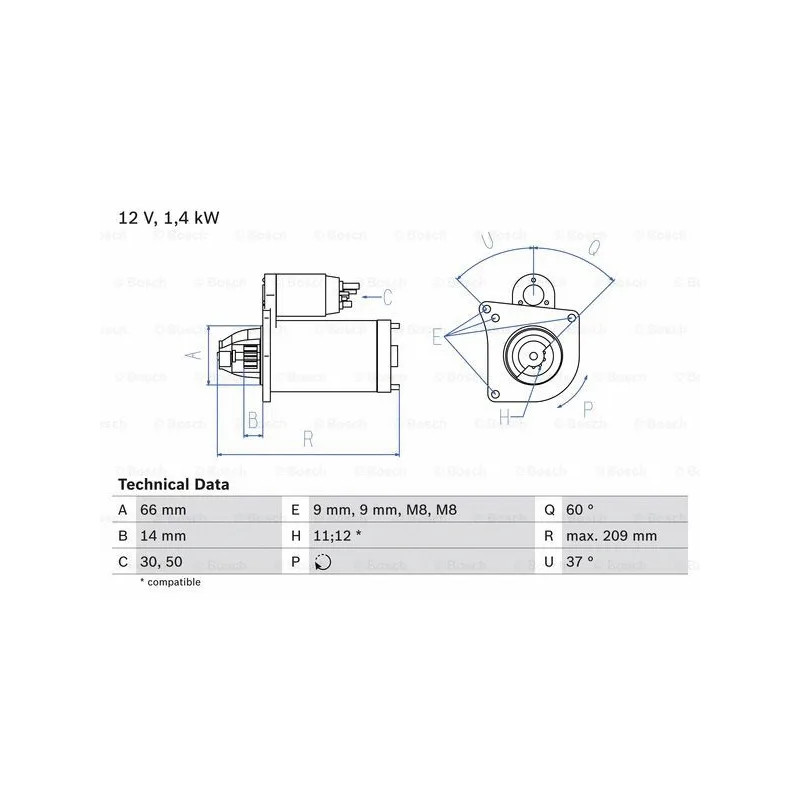 Starteris  BOSCH 0 986 021 651