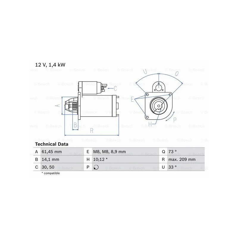 Starteris  BOSCH 0 986 022 121