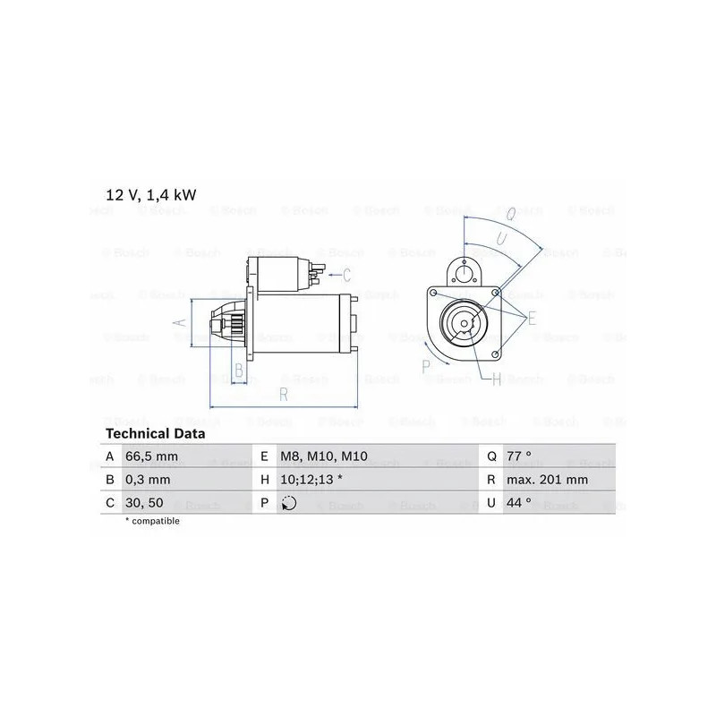 Starteris  BOSCH 0 986 022 800