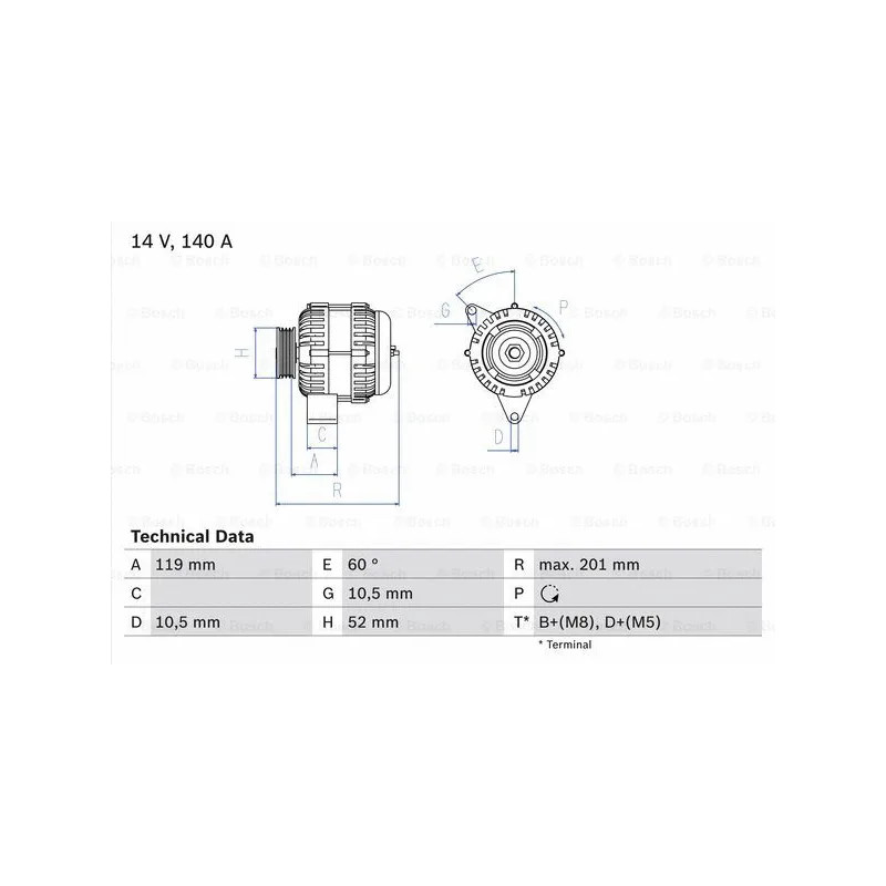 Kintamosios srovės generatorius  BOSCH 0 986 046 190