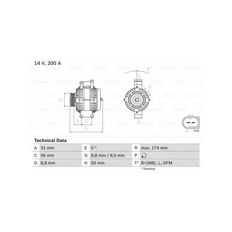 Kintamosios srovės generatorius  BOSCH 0 986 046 340