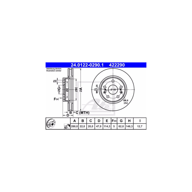 Stabdžių diskas  ATE 24.0122-0290.1