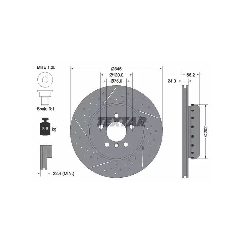 Stabdžių diskas  TEXTAR 92265525