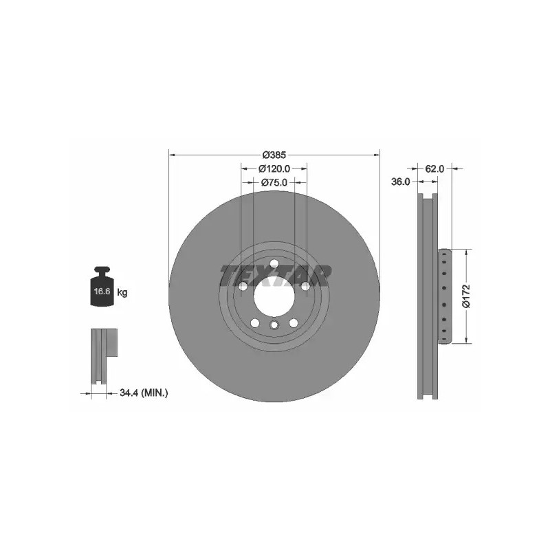 Stabdžių diskas  TEXTAR 92266525