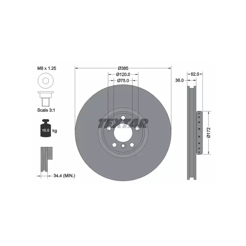 Stabdžių diskas  TEXTAR 92266425